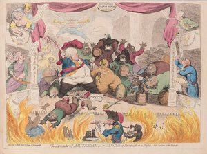 La resa di Amsterdam o Il duca di Brunswick in un trambusto, pub. 1787 da James Gillray