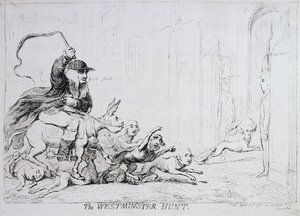 La caccia di Westminster, pubblicato nel 1788 da James Gillray