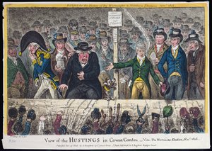 Vista delle tribune a Covent Garden, pubblicata da Hannah Humphrey nel 1806