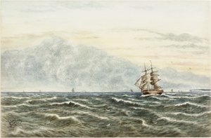 Scena di navigazione al largo di Tynemouth da James Henry Cleet