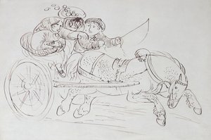 Coppia su un carro trainato da un cavallo