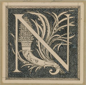 Lettera Maiuscola N, illustrazione da La Vita di Nostro Signore Gesù Cristo da James Jacques Joseph Tissot