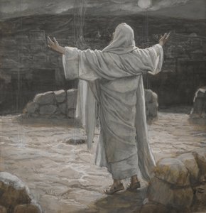 Cristo si ritira sul monte di notte, illustrazione da La vita di Nostro Signore Gesù Cristo, 1886-94 da James Jacques Joseph Tissot
