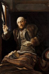 Gentiluomo in un vagone ferroviario, 1870-80 da James Jacques Joseph Tissot