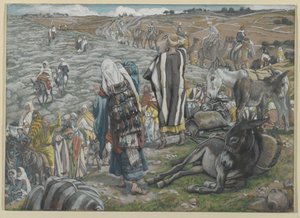 Al ritorno da Gerusalemme si nota che Gesù è perso, illustrazione da La vita di Nostro Signore Gesù Cristo da James Jacques Joseph Tissot