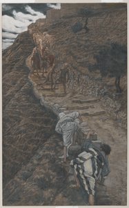 San Pietro e San Giovanni seguono da lontano, illustrazione da La vita di Nostro Signore Gesù Cristo, 1886-94 da James Jacques Joseph Tissot