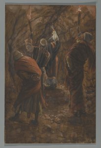 La voragine nella roccia nella grotta sotto il Calvario, illustrazione da La vita di Nostro Signore Gesù Cristo, 1886-94