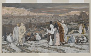I discepoli, usciti dal loro nascondiglio, guardano da lontano in agonia, illustrazione da La vita di Nostro Signore Gesù Cristo, 1886-94