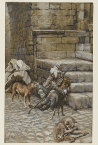 Il povero Lazzaro alla porta del ricco, illustrazione da La vita di Nostro Signore Gesù Cristo da James Jacques Joseph Tissot