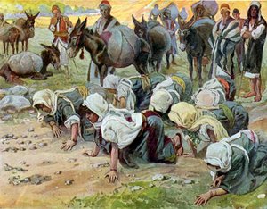 Abigail si inginocchia davanti a Davide, di Tissot