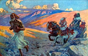 Elia corre davanti al carro di Acab da James Jacques Joseph after Tissot