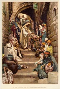 Nei villaggi i malati venivano portati da lui da James Jacques Joseph after Tissot