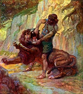 Sansone uccide un leone di J James Tissot da James Jacques Joseph after Tissot