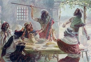 Saul lancia un giavellotto a Gionata da James Jacques Joseph after Tissot