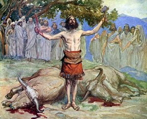Saul sacrifica i buoi di J James Tissot da James Jacques Joseph after Tissot