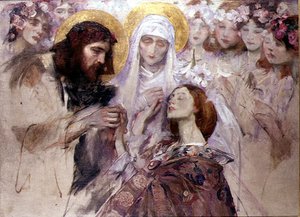 Cristo benedice una giovane donna da James Jebusa Shannon