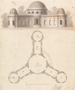 Stato iniziale, con revisioni, del Design 23, Piatto 25 di Una collezione di design per ritiri rurali da James Malton