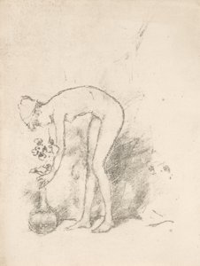 Modella nuda che sistema fiori da James Abbott McNeill Whistler