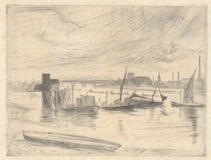 Alba a Battersea (Cadogan Pier), dal Thames Set (Una serie di sedici incisioni di scene sul Tamigi e altri soggetti)