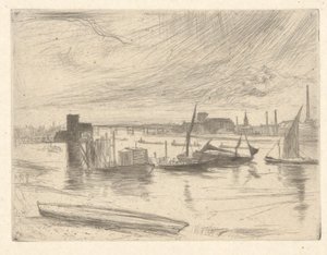 Alba a Battersea (Cadogan Pier), dalla serie del Tamigi da James Abbott McNeill Whistler