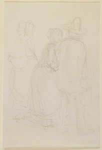 Gruppo di tre figure in piedi