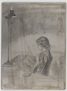 Lettura alla luce della lampada da James Abbott McNeill Whistler