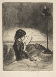 Lettura alla luce della lampada da James McNeill Whistler