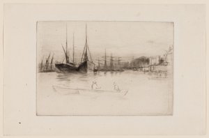Battelli a vapore vicino alla Torre da James Abbott McNeill Whistler