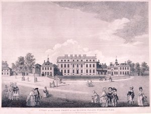 Facciata est di Buckingham House, Westminster, Londra, 1796 da James Miller
