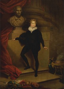 Il maestro Betty nei panni di Amleto, davanti a un busto di Shakespeare da James Northcote