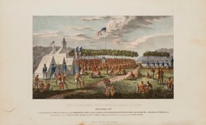 Veduta del Grande Trattato tenutosi a Prairie Du Chien, settembre 1825, da The Aboriginal Portfolio da James Otto Lewis