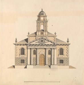 Progetto per una chiesa: Elevazione della facciata ovest da James Paine