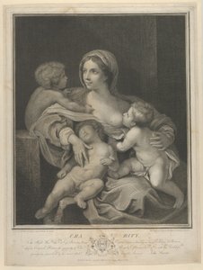 Carità seduta che allatta un bambino, un altro che dorme sulle sue ginocchia e un terzo che le parla, 1793 da James Parker