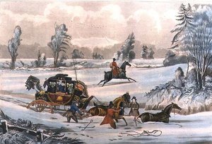 La diligenza nella neve, incisa da G. Reeves, pub. da J. Watson 21/9/1825 (incisione) da James Pollard