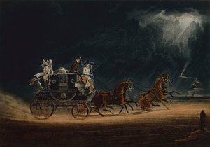 La Posta in una Tempesta di Fulmini su Newmarket Heath da James Pollard