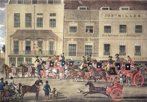 Posta del West Country alla Gloucester Coffee House, Piccadilly, inciso da C. Rosenberg, 1828