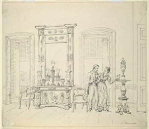Una signora e un gentiluomo inglesi in un salotto, Calcutta, c.1830 da James Prinsep