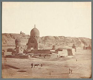 Egitto. Il Cairo. Necropoli Meridionale. In primo piano il mausoleo di Sudun (1504), sullo sfondo, sull’altopiano di Mukattam, la moschea di Al-Džujuszi da James Robertson