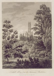 Fonthill Abbey dalla piantagione americana, pubblicato da W. Clarke, New Bond Street, 1812 da James Storer