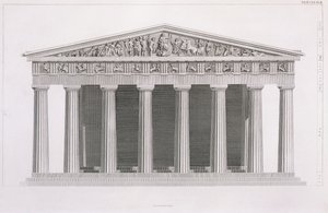 Elevazione frontale di un edificio classico, Volume II, Capitolo I, Tavola III, da "The Antiquities of Athens", di James Stuart