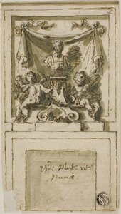 Progetto per la sovrastruttura di un camino con il busto di Pompilio Numa da James Thornhill