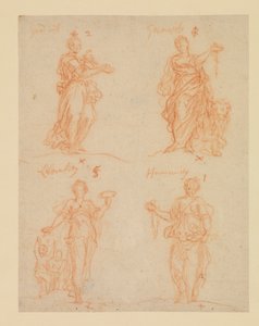 Quattro Virtù - Benevolenza, Generosità, Liberalità e Umanità, XVII secolo da James Thornhill