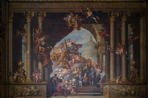 Il muro ovest della Painted Hall, c.1707-27 (pittura murale) da James Thornhill