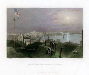 Boston vista dalle Dorchester Heights, USA, 1838 da James Tibbitts Willmore