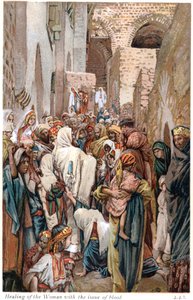 Donna con perdita di sangue che tocca il bordo del mantello di Gesù e viene guarita da James Tissot