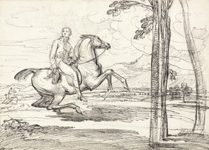 Un cavaliere in un paesaggio, probabilmente uno studio per 