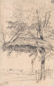 Un rifugio di paglia sospeso da un albero da James Ward