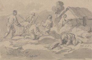 Lavoratori agricoli che battono il grano da James Ward