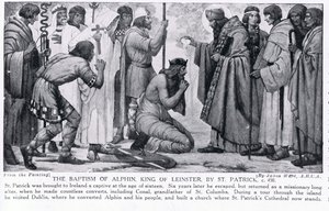Il battesimo di Alphin, re del Leinster, da San Patrizio, illustrazione da 