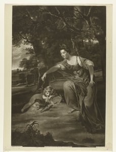 Ritratto di Elizabeth Montagu e suo figlio George come Diana e Cupido da James Watson (prentmaker)